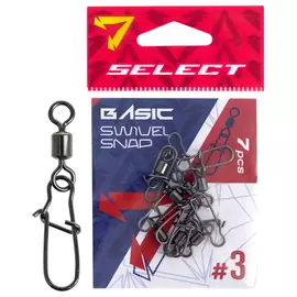 Вертлюжок з застібкою Select Basic Swivel Snap #3 (7 шт / уп), Размер: 34мм, Цвет воблера: Black Nickel, фото 